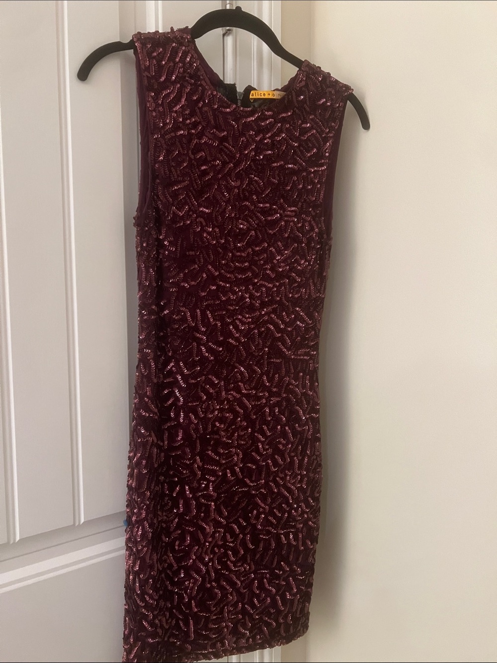 Alice + Olivia Burgundy Sequined Mini Dress